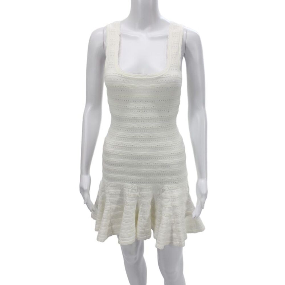 Love Shack Fancy Women Fit & Flare Tank Dress White Square Neck Size 2XS